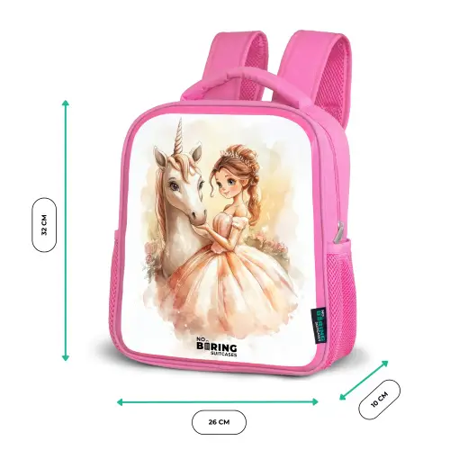 Prinses in jurk met witte eenhoorn Kinderrugzak - Roze middel -productfoto_formaten