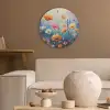 Bloemen - Natuur - Waterverf - Kunst Akoestische PET Vilt - Rond klein -sfeer1