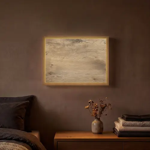 Hout - Bruin - Houtlook Light Box met batterij (Wandlamp) middel -sfeer4