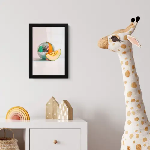 Disco - Discobal - Meloen - Pastel fotolijst zwart zonder passe partout klein -usfeer4_kinderkamer