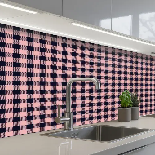 Plaid - Patroon - Roze - Zwart keuken achterwand 2 middel 871 -3d_schuin