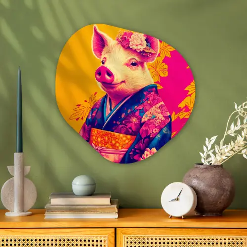 Varken - Bloemkroon - Kimono - Abstract Wandcirkel Organisch Plexiglas middel -sfeer2