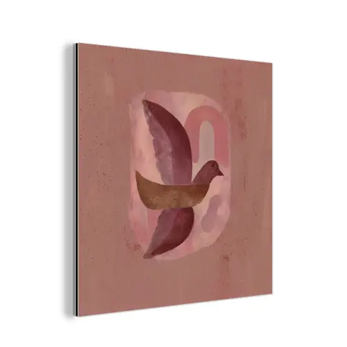 Illustratie - Vogels - Abstract - Roze aluminium wit klein -3d