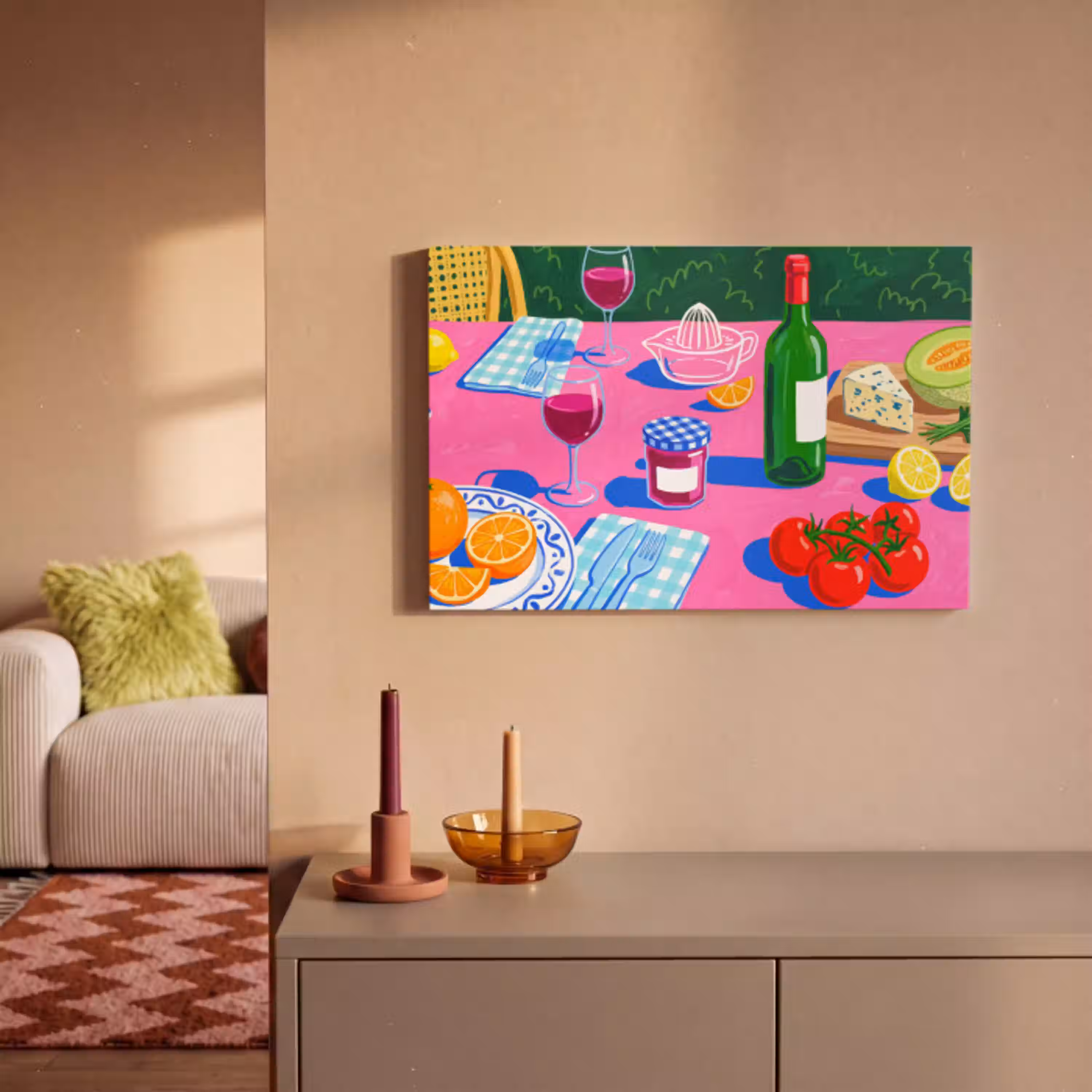 Eten - Tafel - Illustratie canvas 2cm klein -sfeer1