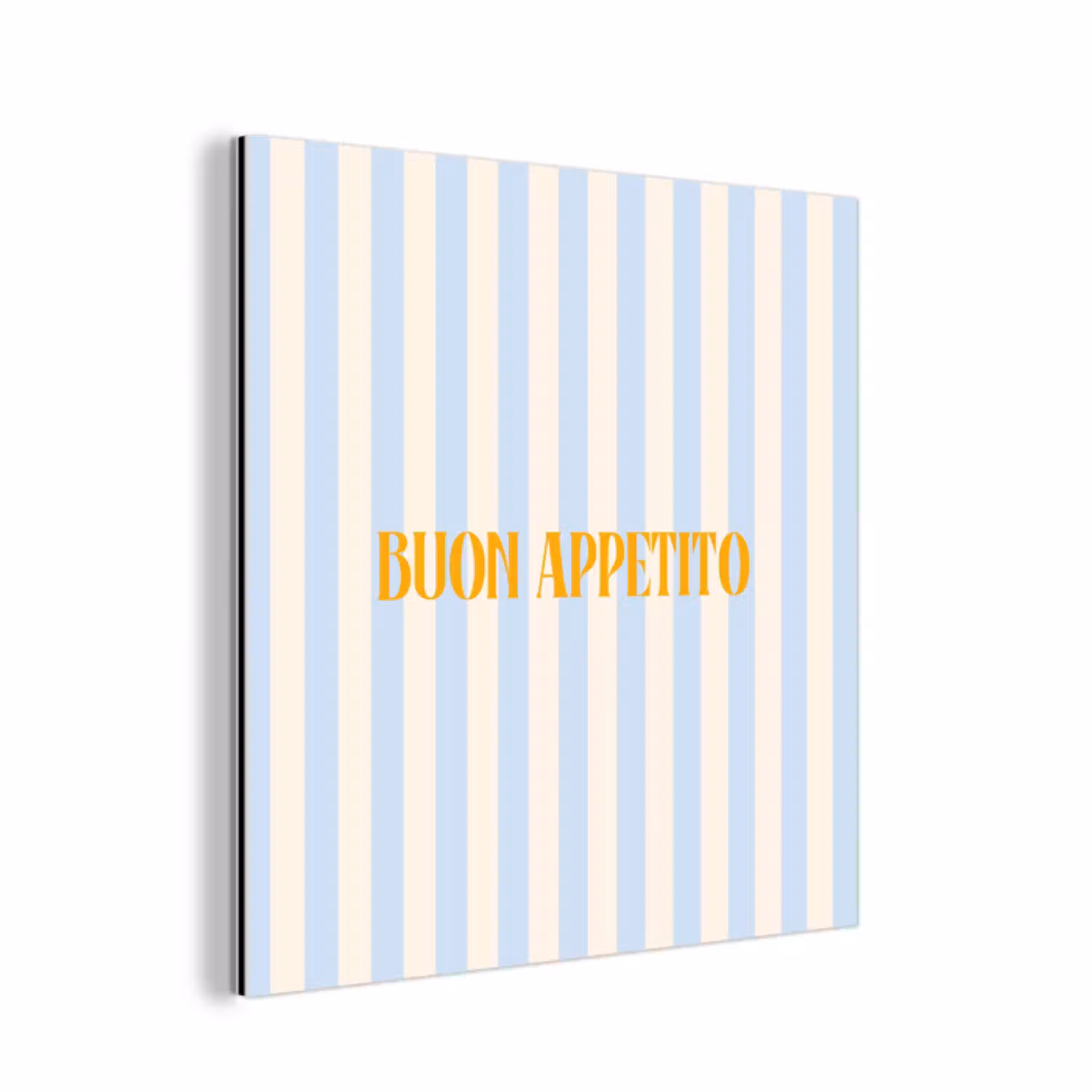 Oranje - Blauw - Strepen - Buon appetito aluminium wit klein -3d