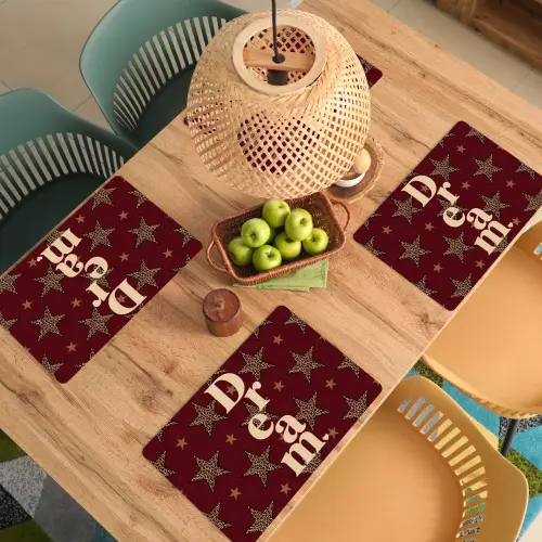 Sterren - Luipaardprint - Dream - Bordeaux Placemat vinyl groot -zzsfeer5_Kitchenyeah-website