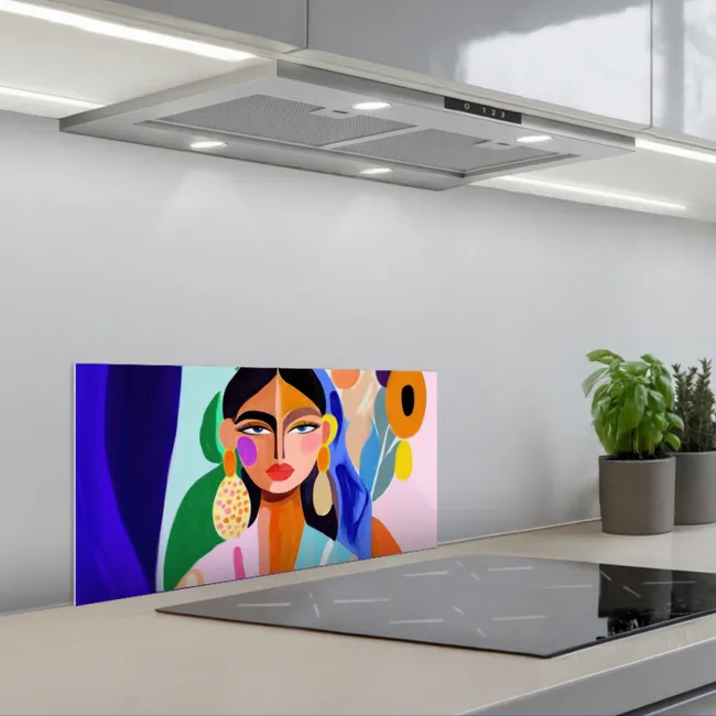 Portret - Vrouw - Modern keuken achterwand spatscherm klein -3d_schuin