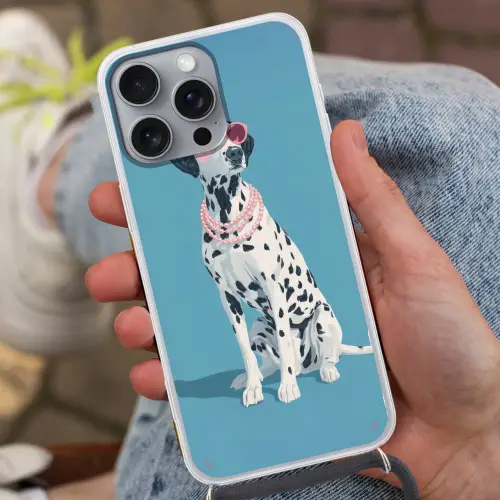 Dalmatiër - Zonnebril - Blauw Hoesje iPhone 16 Pro Max met koord klein -sfeer3