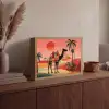 Kameel - Gekleurd tapijt - Duinen - Rode zon Light Box met batterij (Wandlamp) middel -sfeer2