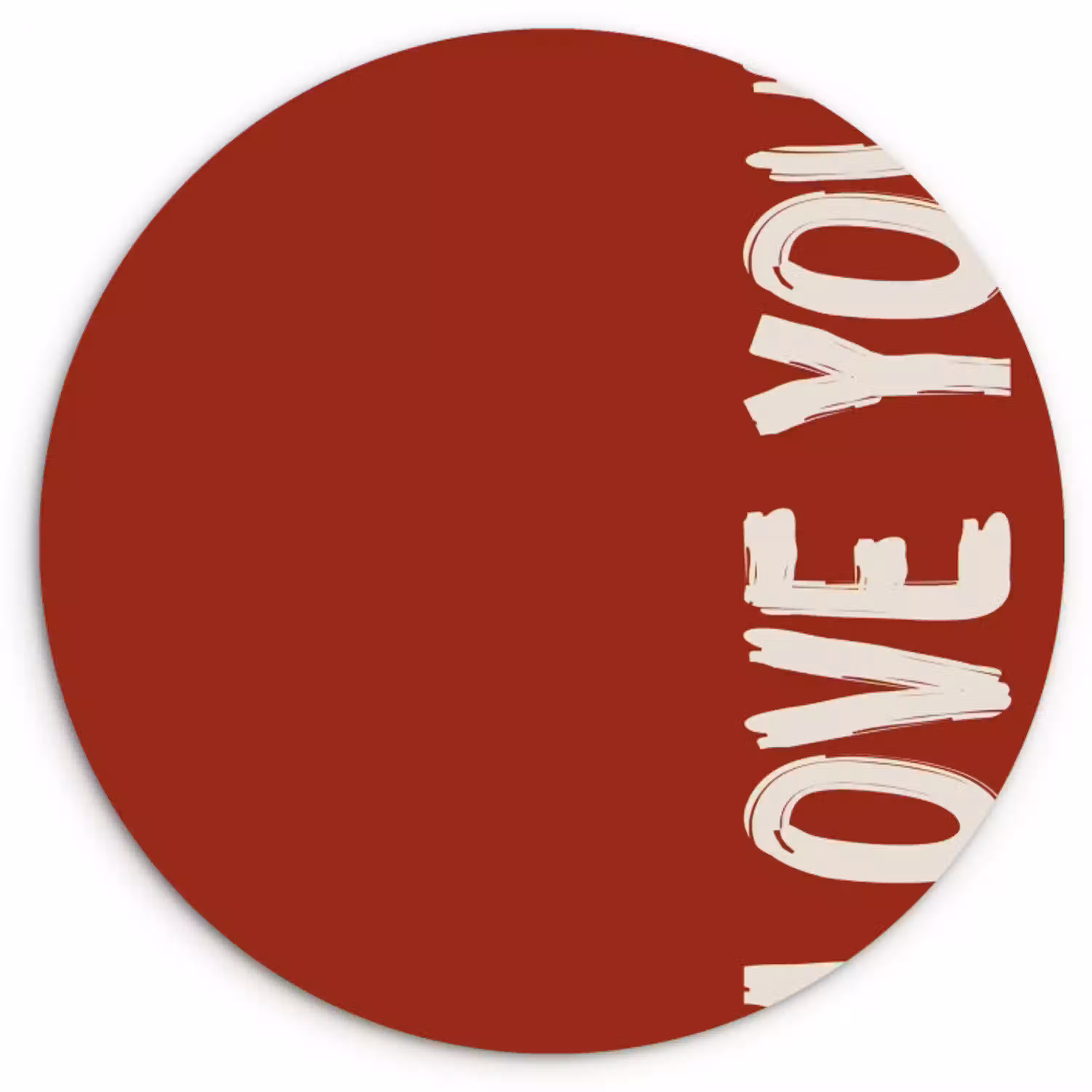 Schuin - Loveyou - Rood Wandcirkel kunststof plaat 5mm dik klein -3d