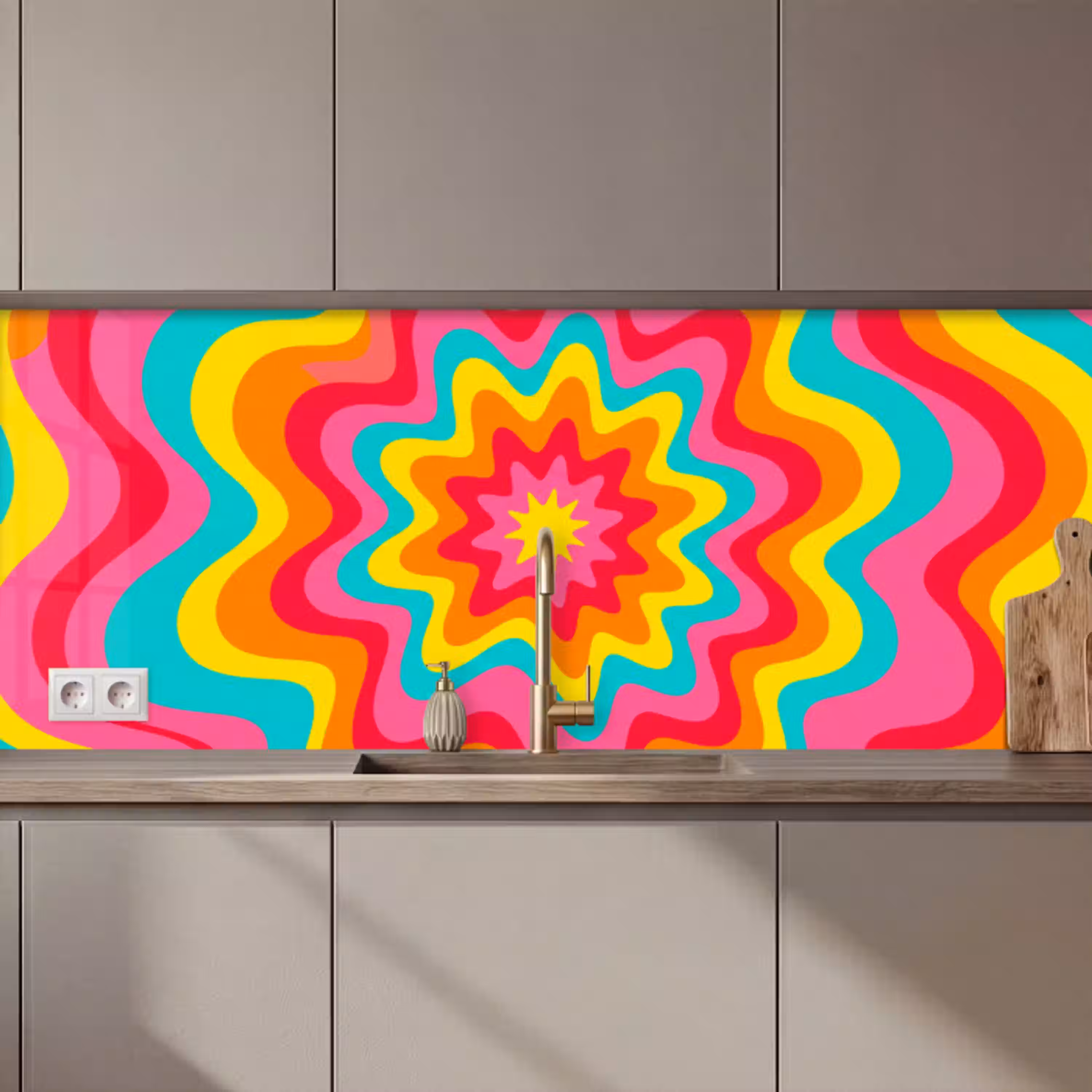 Patroon - Golvend - Kleurrijk keuken achterwand 2 middel zz_3dshopping