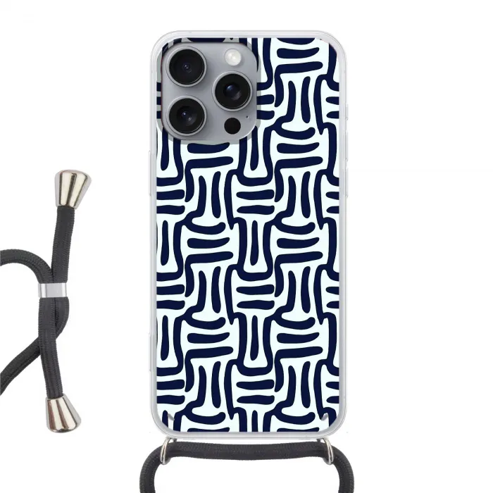 Abstract - Modern - Blauw Hoesje iPhone 16 Pro Max met koord klein 804 -3d