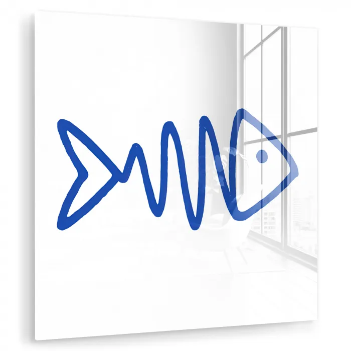 Vis - Minimalistisch - Blauw - Lijn plexiglas 5mm klein -zzzproduct_nieuw