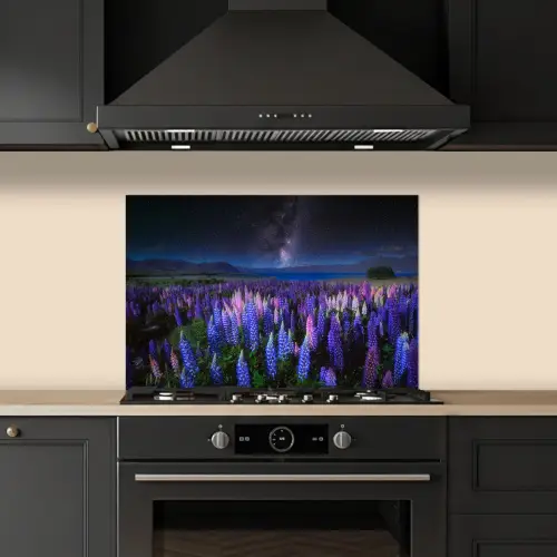 Bloemen - Nacht - Lupine - Sterrenhemel - Paars - Natuur keuken achterwand spatscherm klein -sfeer1