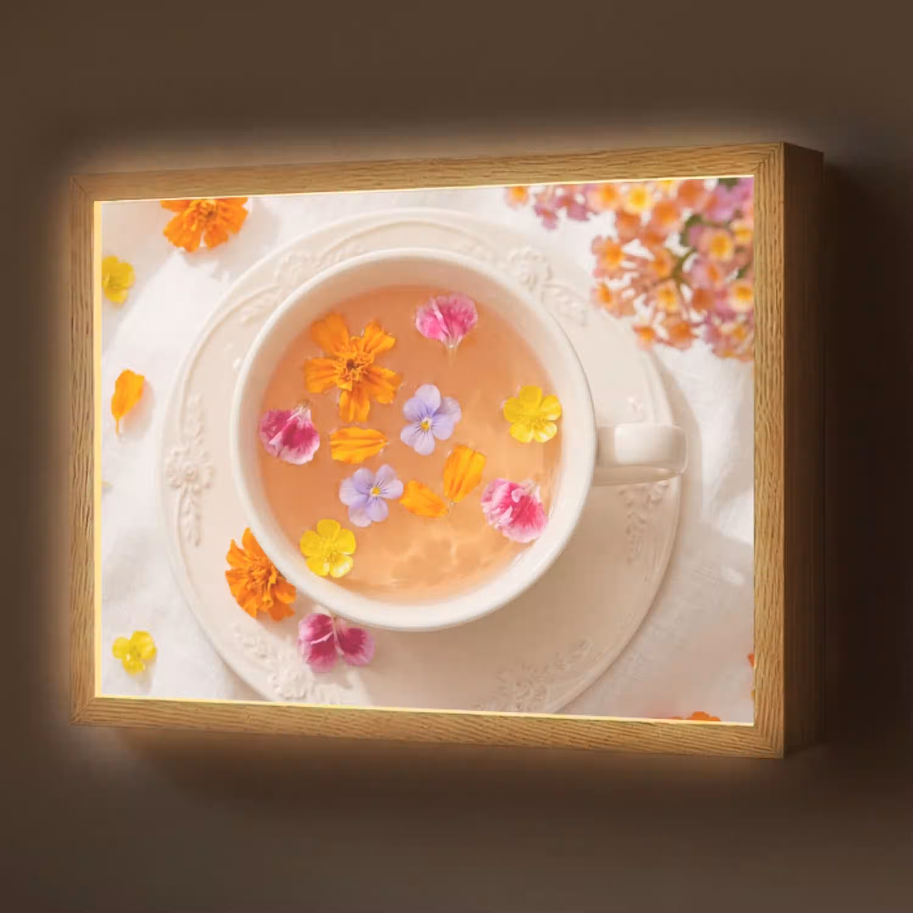 Bloemen - Kop - Natuur - Kleurrijk - Zomer Light Box met batterij (Wandlamp) middel -z3d_website