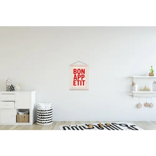 Blokletters - Rood - Kartelrand textielposter latten blank klein -kinderkamer