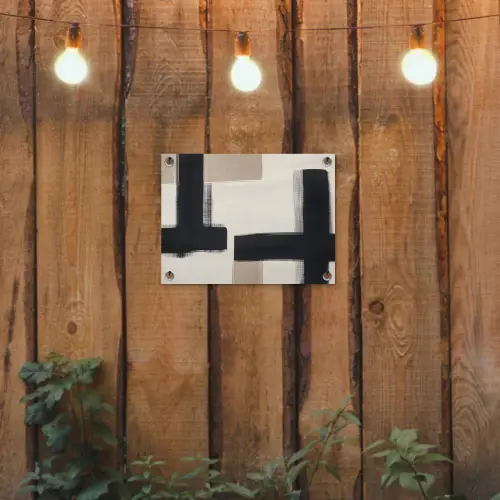 Zwart - Abstract - Japandi tuinposter los doek klein -sfeer1