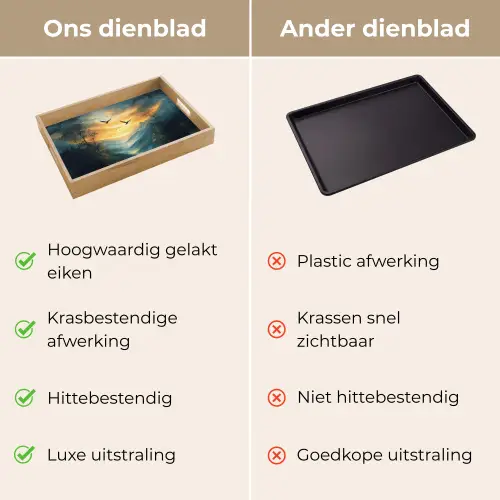 Vogels - Zon - Bomen - Groen Dienblad Rechthoek middel -USP_VergelijkingNL