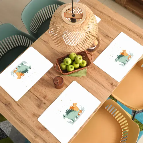Planten - Sterren - Dinosaurussen - Oranje Placemat vinyl groot -zzsfeer5_Kitchenyeah-website