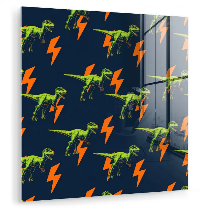 Bliksemschichten - Oranje - Dinosaurussen plexiglas 5mm klein -zzzproduct_nieuw