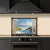 Doorkijk - Strand - Raam - Duinen - Zee keuken achterwand spatscherm klein -sfeer1