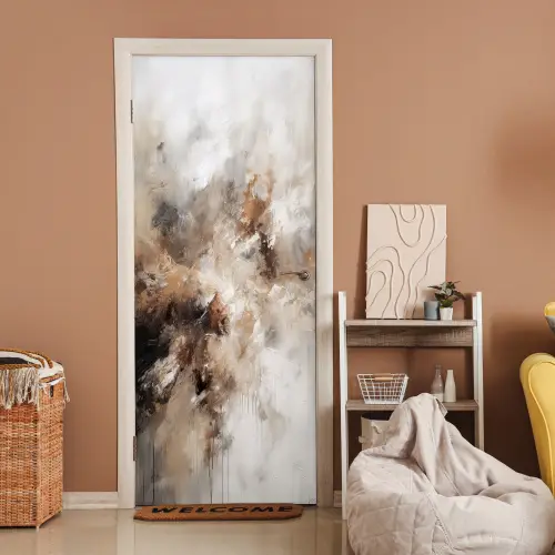 Verf - Abstract - Beige - Kunst deurposter klein -sfeer1