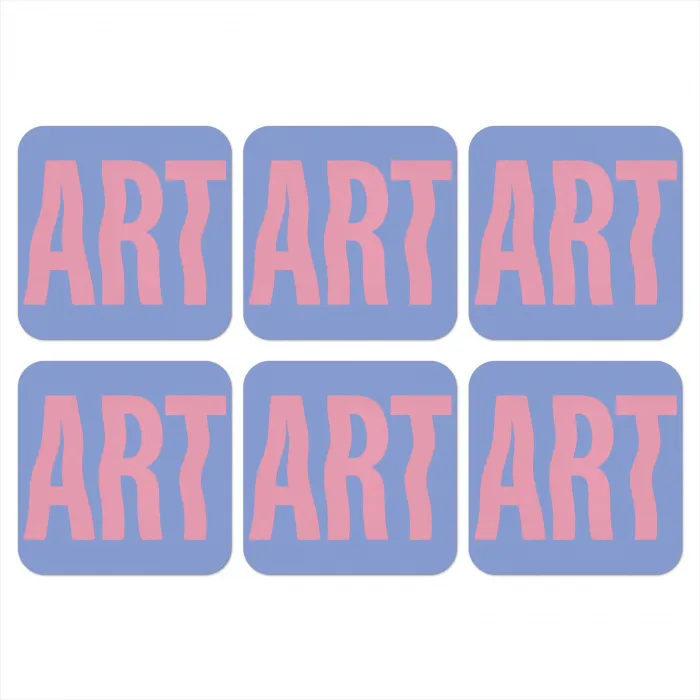 Art - Roze - Blauw onderzetter kurk middel -3d