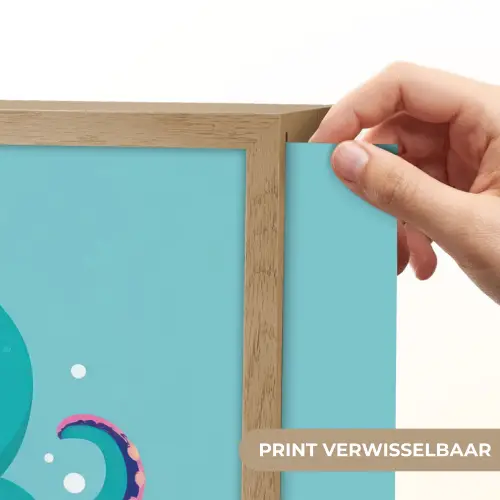 Octopus - Blauw - Gezicht Light Box met batterij (Wandlamp kind) middel -USP_websiteprintNL
