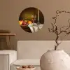 Fruit -  Stilleven - Wijn - Kaars Wandcirkel behangsticker klein -sfeer1