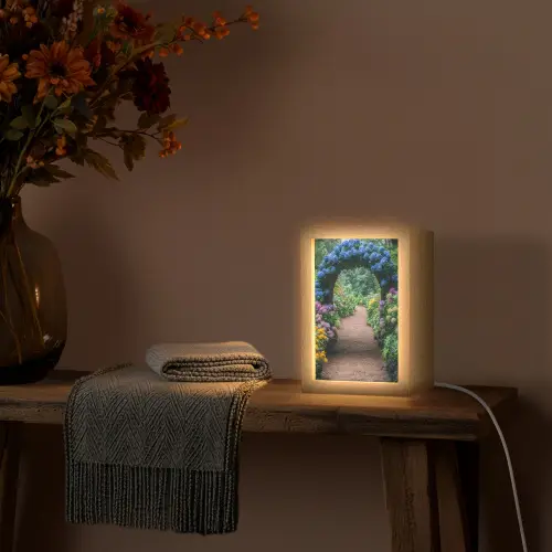 Doorkijk - Bloemen - Hortensia - Pad Light Box met kabel (Wandlamp) klein -sfeer4
