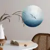 Meeuw - Wit - Zee - Mistig Wandcirkel behangsticker klein -sfeer3