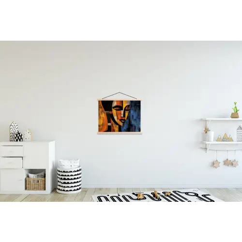 Abstract - Portret - Kleurvakken textielposter latten blank klein -kinderkamer