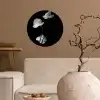 Orchidee - Bloemen - Zwart - Wit - Stilleven Wandcirkel behangsticker klein -sfeer1