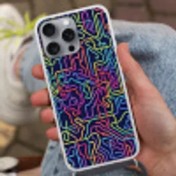Retro - Abstract - Neon Hoesje iPhone 16 Pro Max met koord klein -sfeer3