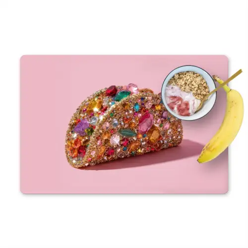 Taco - Kleurrijk - Edelstenen - Goud Placemat vinyl groot -zzzproduct_Kitchenyeah-website