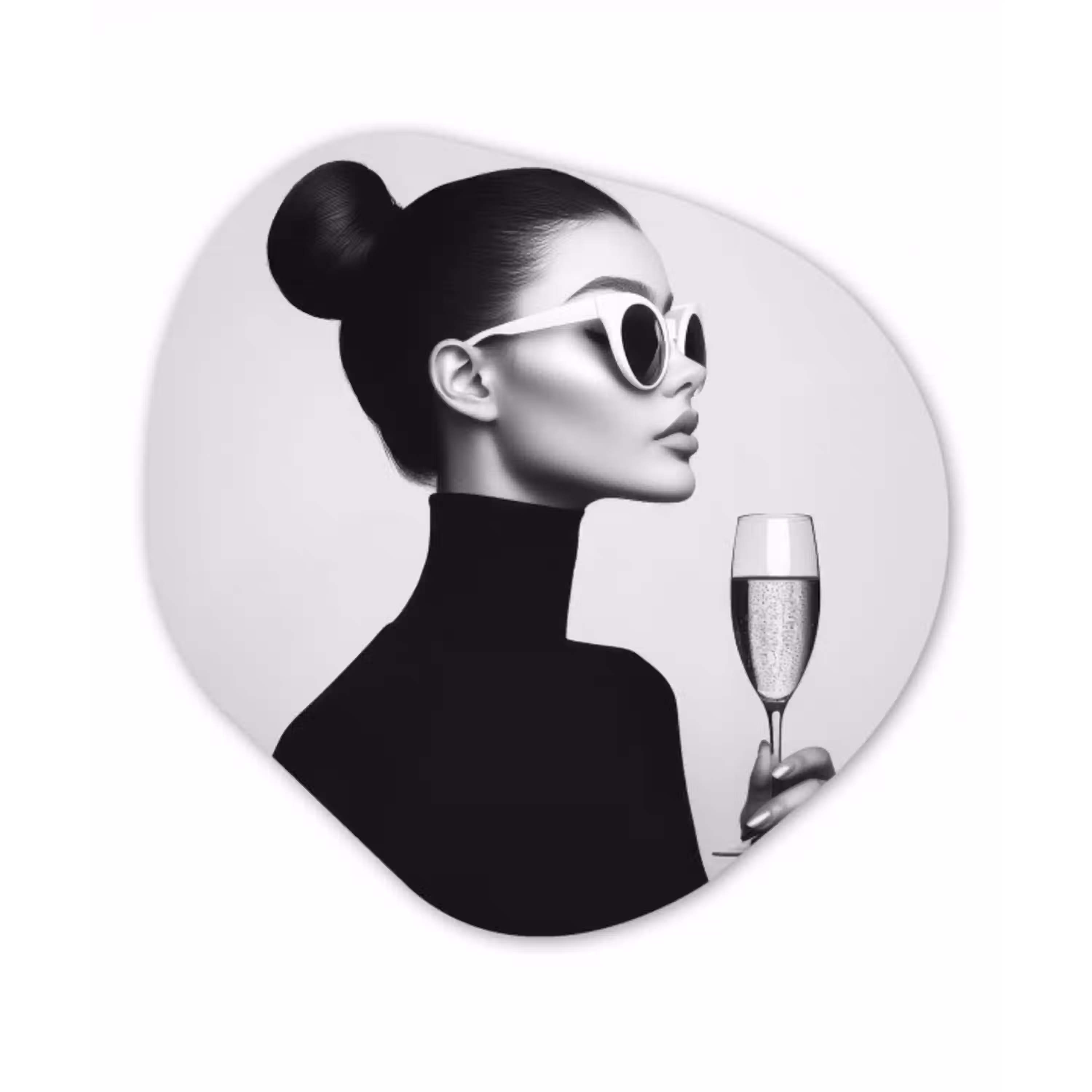 Vrouw - Champagne - Modern Wandcirkel Organisch Plexiglas middel -3d