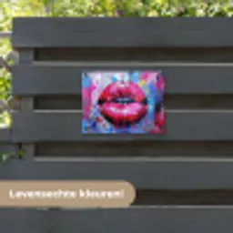 Graffiti - Lippen - Felroze - Geschilderd tuinposter los doek klein -sfeer3