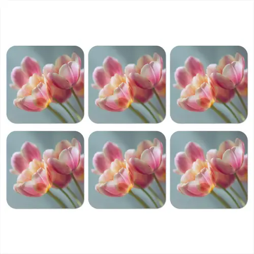 Tulpen - Roze - Stelen onderzetter kurk middel -3d