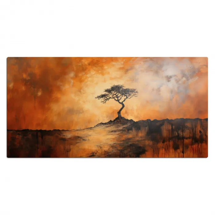 Boom - Landschap - Oranje Muismat XXL klein -3d_leeg