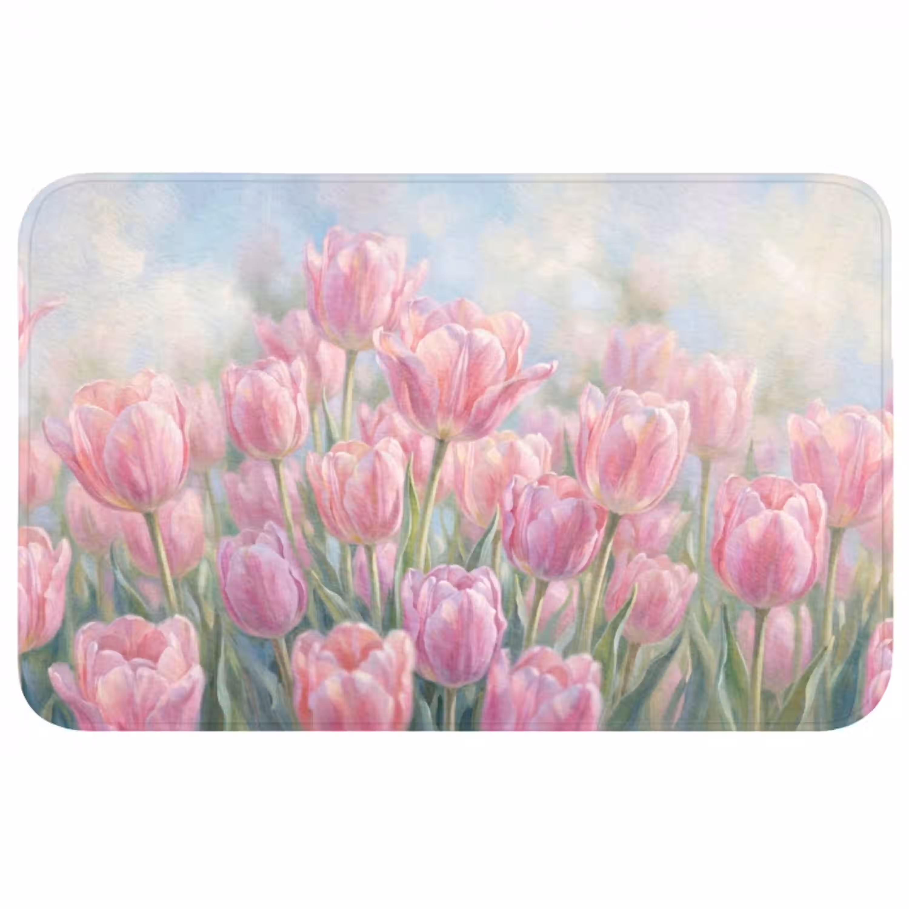 Tulpen - Veld - Lente - Roze Badmat middel -3d