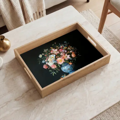 Roze - Bloemen - Vaas - Kleuren Dienblad Rechthoek middel -sfeer1