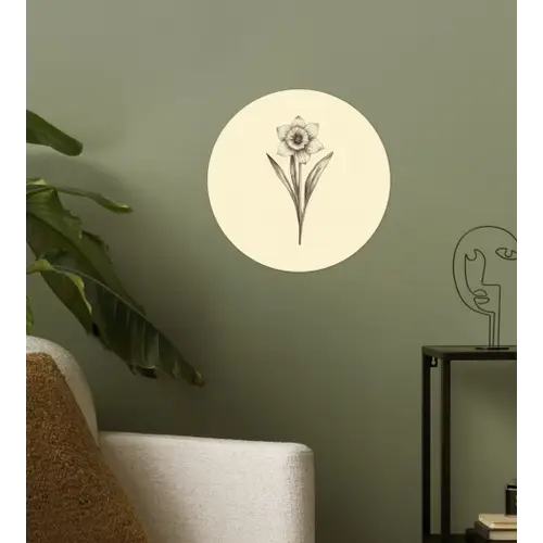 Zwart - Narcis - Illustratie Wandcirkel behangsticker klein -sfeer2