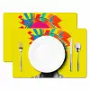 Vrouw - Koptelefoon - Geel Placemat vinyl groot -zzsfeer2_Kitchenyeah-website