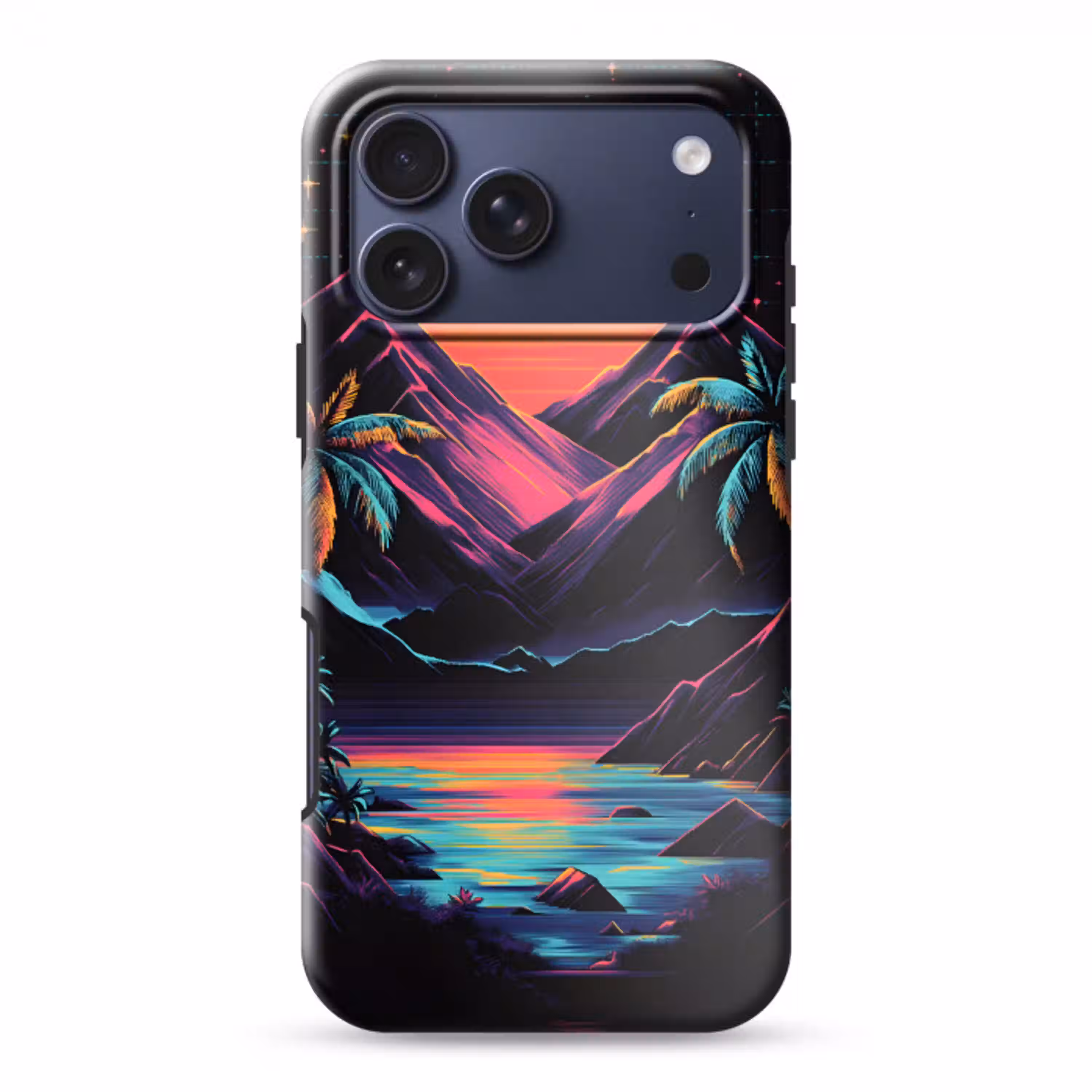 Palmbomen - Neonbergen - Sterrenhemel - Zon Toughcase MagSafe Apple iPhone 17 Pro Max klein -3d