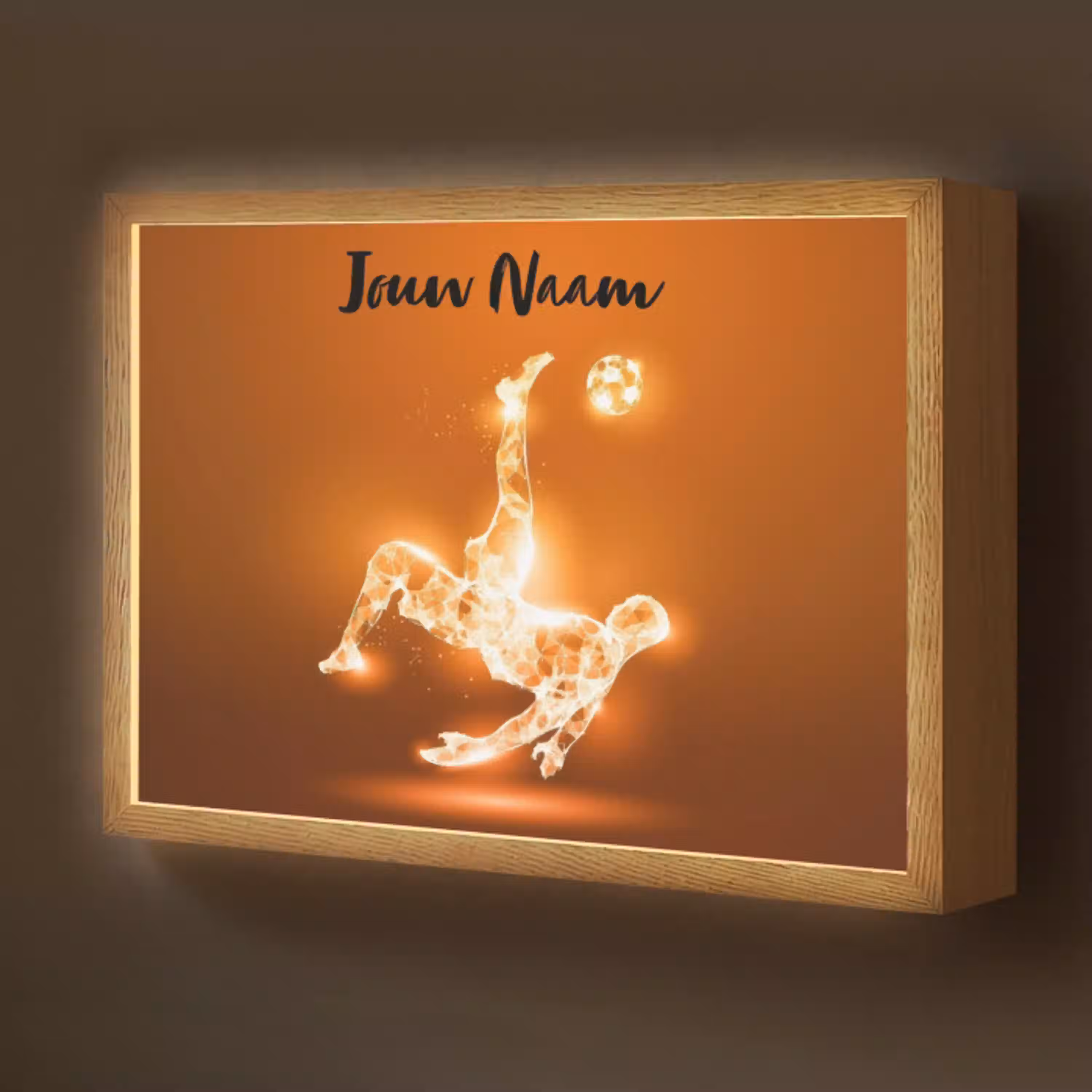Voetballer - Oranje - Voetbal - Omhaal Light Box met batterij (Wandlamp kind) middel -z3d_website