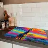 Giraffe - Savanna - Lucht - Gekleurd Inductie beschermer vinyl 3mm klein -sfeer3