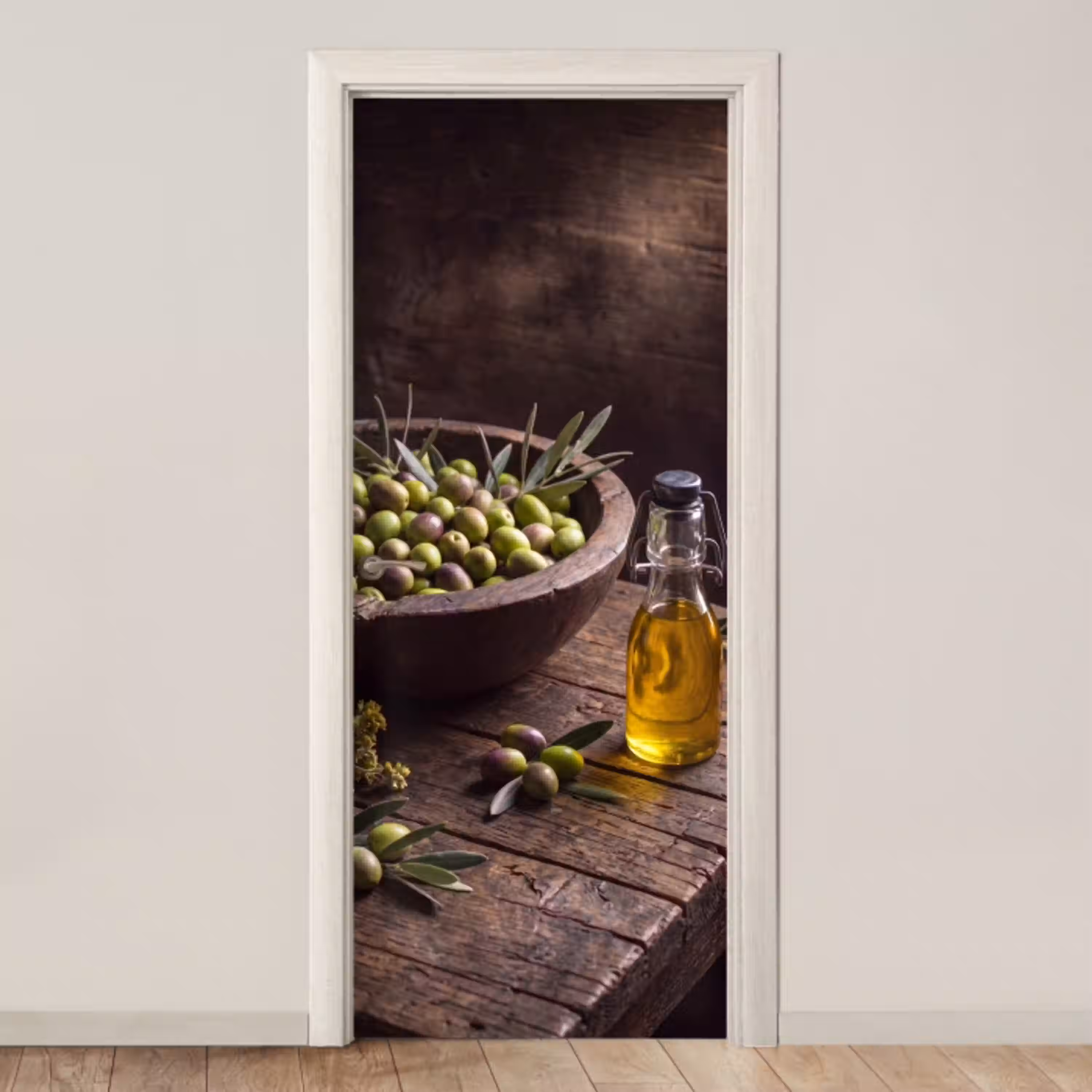 Olijven - Eten - Rustiek deurposter klein -3d_beige