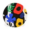 Bloemen - Bladeren - Abstract - Zwart Wandcirkel aluminium klein -3d