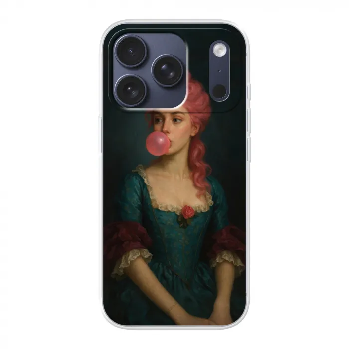 Vrouw - Portret - Kauwgombel Telefoonhoesje iPhone 17 Pro klein -3d