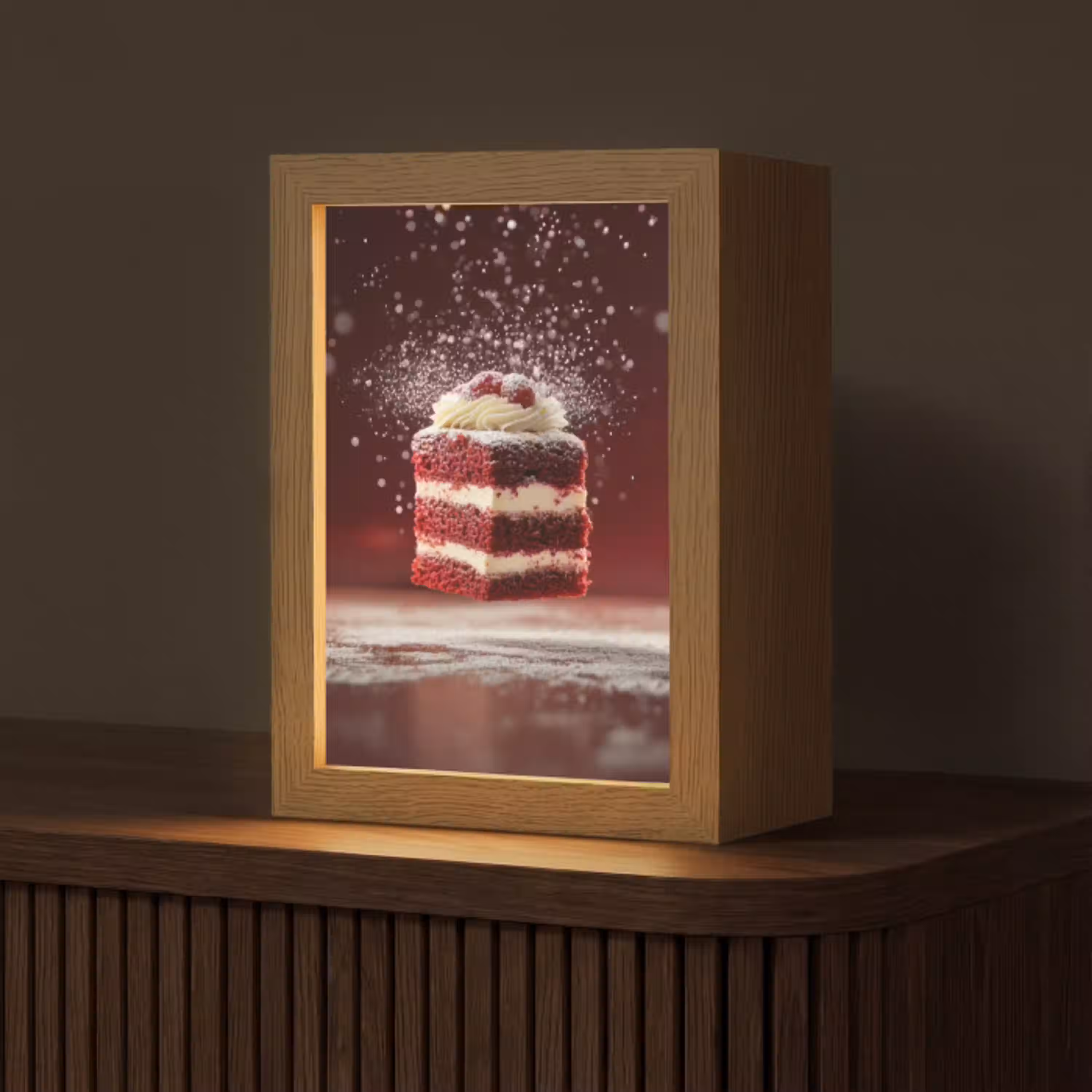Rode - Velvet - Taart - Eten Light Box met kabel (Tafellamp) klein -z3d_website